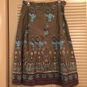 Vintage Woman’s 10 boho olive green skirt cotton